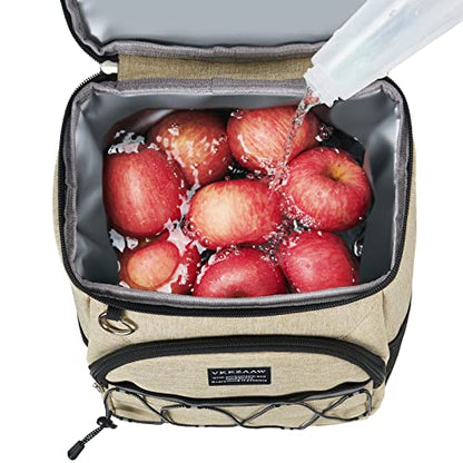 Backpack Cooler Backpack 26 Cans Insulated Leak Proof for Women Men Beach Camping Picnic Fishing Hiking Lunch Backpack Waterproof Cooler - color: Khaki, size: Medium