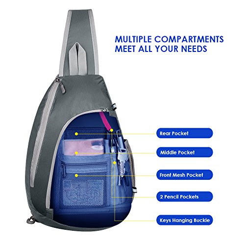WATERFLY Crossbody Sling Bag Small Water Resistant Backpack Lightweight Shoulder Chest Daypack for Men Women Hiking Travel - color: Gray
