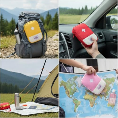 4 Pcs Travel First Aid Pouch,Empty Mini First Aid Pouch, Portable Outdoor First Aid Medical Rescue Bag Multi-Function Emergency Medicine Storage Organizer Bag Health and Household Supplies (Small)