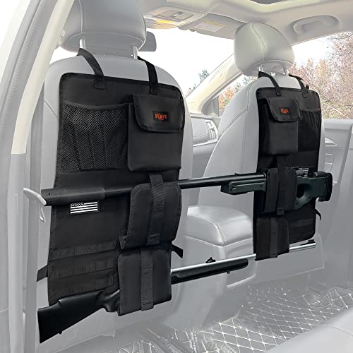 MYDAYS 2 Pack Tactical Seat Back Gun Rack, Camo Front Seat Gun Organizer with Molle Panel Vehicle Gun Holder for Hunting Rifles/Shotguns (Black) - color: Black1