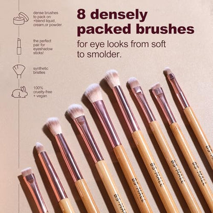 BS-MALL 14 Pcs Makeup Brushes Set with 1 Pcs Makeup Sponge – Essential Foundation Powder Concealers, Eye Shadows, Blush Makeup Brushes with Travel Makeup Case (Bamboo) - color: Bamboo