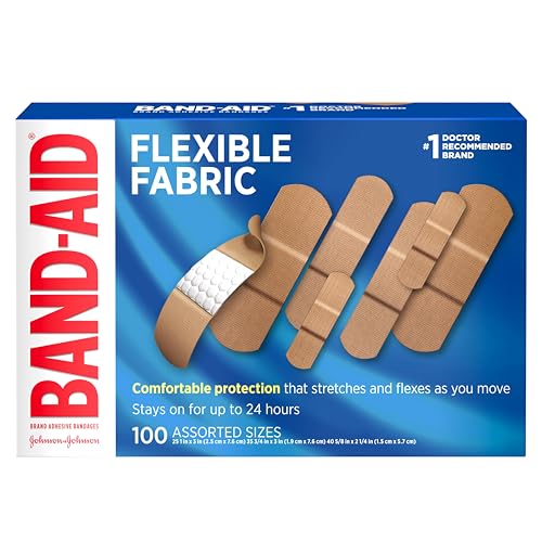 BAND-AID Brand Flexible Fabric Adhesive Bandages, Comfortable Sterile Protection & Wound Care for Minor Cuts, Scrapes & Burns, First Aid Kit Essential, Non-Stick Hurt-Free Pad, Assorted Sizes, 100 Ct - size: 100 Count, style: Assorted Sizes