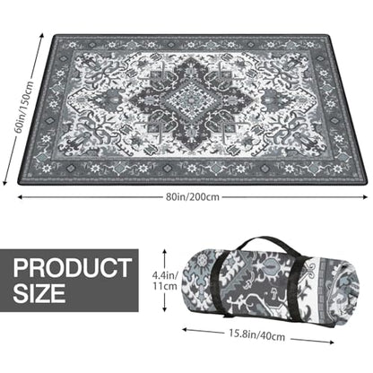 Supfitness Extra Large Picnic Blankets Waterproof Foldable (60"x 80") Beach Blanket Waterproof Sandproof,3-Layer Thicking Mat Outdoor Packable Camping Blanket - color: Boho-grey, size: 60x80in