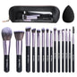 BS-MALL 14 Pcs Makeup Brushes Set with 1 Pcs Makeup Sponge – Essential Foundation Powder Concealers, Eye Shadows, Blush Makeup Brushes with Travel Makeup Case (Purple) - color: Purple