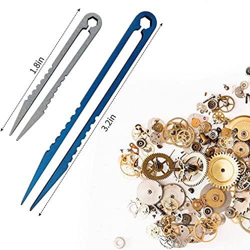 Canku 2pcs Mini Tweezers Titanium Portable Titanium Alloy EDC Tweezers Survival Camping Outdoor Travel Mini Tool(Blue) … - color: Blue