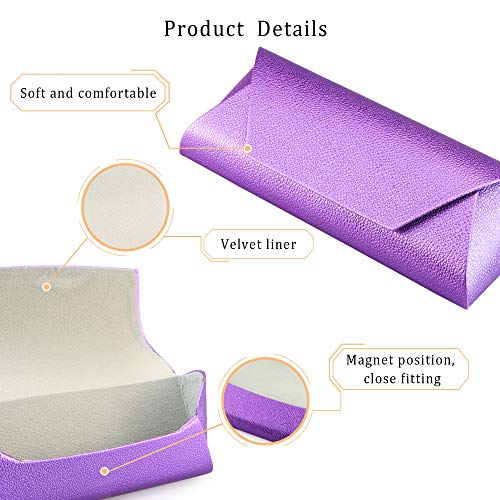 LifeArt Eyeglass Case Hard Shell, Portable Sunglass Case, Fashionable PU Leather Eyeglass Case, Lightweight - color: A_638_purple
