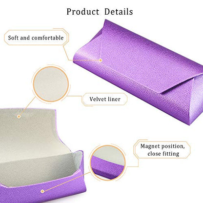 LifeArt Eyeglass Case Hard Shell, Portable Sunglass Case, Fashionable PU Leather Eyeglass Case, Lightweight - color: A_638_purple