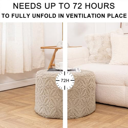 Plush Multi-Functional Ottoman Pouf – Ergonomic Ottoman Foot Rest with Space-Saving Design, Perfect Under Desks, Couches & Sofas (Light Coffee) - color: Light Coffee