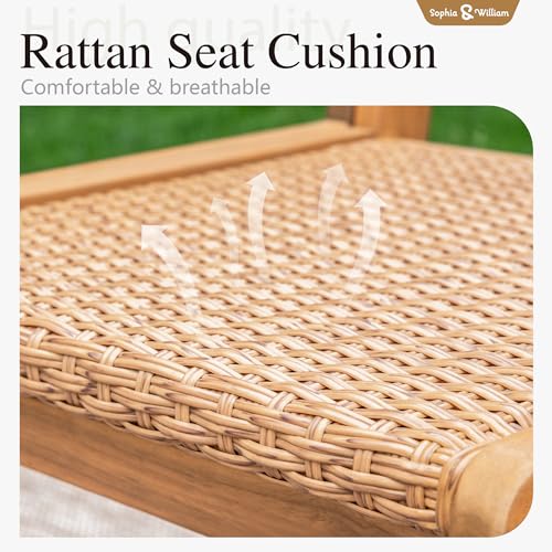 Sophia & William Outdoor Dining Set, Patio Furniture Set with Table and Chairs Set Wooden, Rattan Furniture Set of 8 Chairs and 1 Acacia Wood Rectangular Table for Yard, Garden, Porch and Poolside - size: 8 Seats