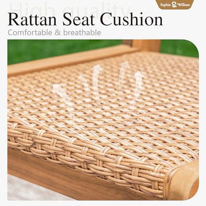 Sophia & William Outdoor Dining Set, Patio Furniture Set with Table and Chairs Set Wooden, Rattan Furniture Set of 8 Chairs and 1 Acacia Wood Rectangular Table for Yard, Garden, Porch and Poolside - size: 8 Seats