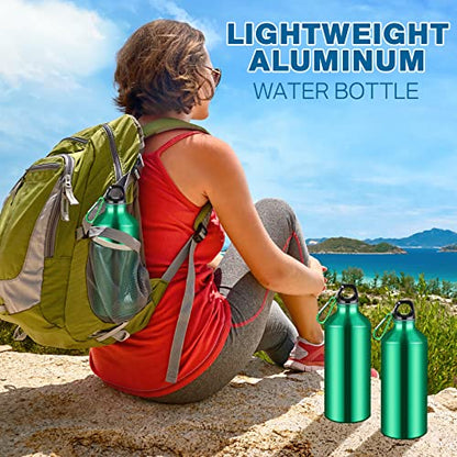CHENGU Aluminum Water Bottle 20 oz Reusable Bottles Lightweight Leak Proof Aluminum Sports Travel Bottles with Twist Cap Buckle for Gym, Hiking, Cycling, Camping, Fishing - color: Green