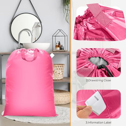 Isink Extra Large Heavy Duty Laundry Bag - 28" x 40", Travel Laundry Bag for Dirty Clothes (Pink) - color: Extra Large Laundry Bag With Handles (Pink)