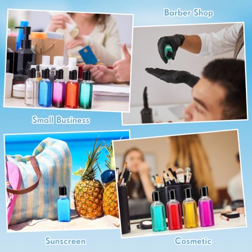Domensi 24 Pcs Plastic Bottle Squeeze Containers with Disc Cap Travel Bottles Reusable Empty Toiletries Shampoo Containers Refillable Travel bottles for Shampoo Lotions (2oz,Black) - color: Black, size: 2oz
