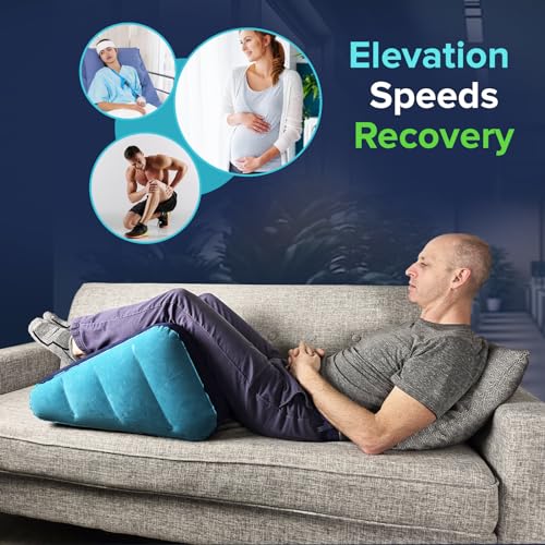 Leg Elevation Pillow by Recovery Wedge, Inflatable Wedge Pillow for Sleeping and Post-Surgical, Improve Circulation and Reduce Swelling, Speed Injury Recovery. (Large triangle) - size: Large Triangle