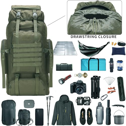 Hiking Backpack for Men 70L/100L Camping Backpack Military Rucksack Molle 3 Days Assault Pack for Climbing | Camping Backpack - color: 70l-olivegreen