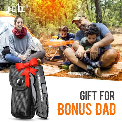 Bonus Dad Gifts, Multitool Knife, Bonus Dad Christmas Practical Gifts, Bonus-Dad Fathers Day Birthday Gift, Gift for Camping, Hiking, Fishing, 20 in 1 Multitool - style: BONUS DAD GIFTS