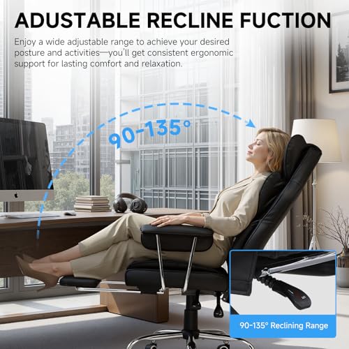 GTPLAYER Gaming Chair,Office Chair with Pocket Spring Lumbar Support, Ergonomic Comfortable Wide Office Desk Computer Chair with Outward Fixed Soft Armrests and Footrest (PU Leather, Black) - color: Black