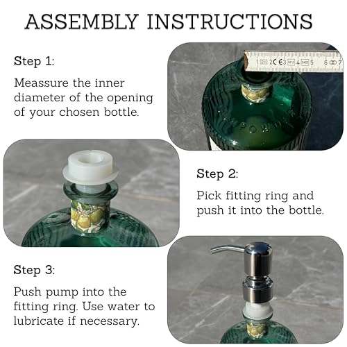ALTGLAS Upcycling Kit for Soap Dispensers Pumps - Set of Silicone Stoppers in Three Sizes for 0.7-0.9 in Bottle Mouth (Pump not Included)