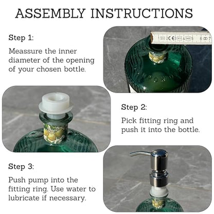 ALTGLAS Upcycling Kit for Soap Dispensers Pumps - Set of Silicone Stoppers in Three Sizes for 0.7-0.9 in Bottle Mouth (Pump not Included)