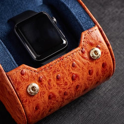 Genuine Napa Leather Watch Roll Travel Case - Travel Watch Rolls and Leather Watch Display Cases with Velvet Interior - Watch Storage Organizer Men's By CALIBERWATCH (Cognac - Single) - color: Cognac - Single