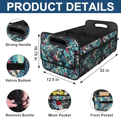 Deosk Car Trunk Organizer for SUV, Car Organizers and Storage with Reinforced Handles, Car Accessories for Women/Men 50L Waterproof Polyester Trunk Organizer(Medium, Leaves) - color: Leaves, size: Medium