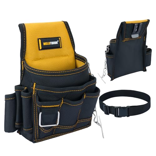 MELOTOUGH Electrician Tool Pouch Tool Belt Pouches Multiple Pockets Tool Organizer for Technician, Maintenance, HVAC - color: Yellow, size: Small Electrician Pouch