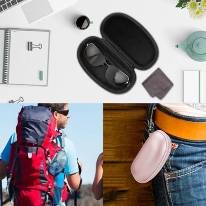 Fintie Sunglasses Case with Carabiner, Hard Shell Shockproof Sport Glasses Cases Travel Zipper Eyeglasses Holder, Black - color: Black
