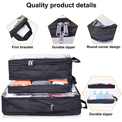 BAGAIL Transparent Compression Packing Cubes, Clear and Visible Travel Packing Organizer for backpack and suitcase