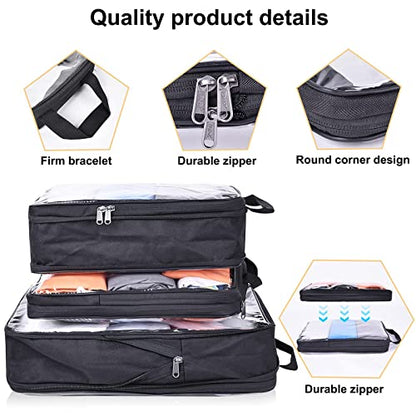 BAGAIL Transparent Compression Packing Cubes, Clear and Visible Travel Packing Organizer for backpack and suitcase