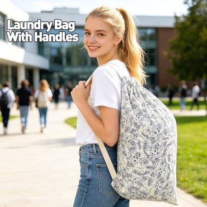 Laundry Bag, Dirty Backpack Laundry Bag For College Travel Laundromat Apartment, With Handles 29" X 18" (Vegetable Print) - color: Vegetable Print