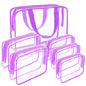 APREUTY Clear Makeup Bags, TSA Approved 6 Pcs Cosmetic Makeup Bags Set Clear PVC with Zipper Handle Portable Travel Luggage Pouch Airport Airline Vacation Organization (Purple) - color: Purple-6PCS (Large+Medium+Small)