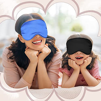 BBTO 4 Pcs Silk Sleep Eye Masks Smooth Soft Satin Eye Covers with Adjustable Strap Blindfold for Sleeping Blocking Out Lights Travel Relaxation (Royal Blue, Dark Green, Navy Blue, Black) - color: Royal Blue, Dark Green, Navy Blue, Black