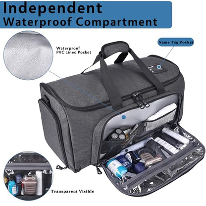 HILOMON Garment Duffle Bags for Travel, YKK Zippers Carry On Convertible Suit Bag with Waterproof Compartment & Shoe Compartment & Shoulder Strap - color: Waterproof Compartment