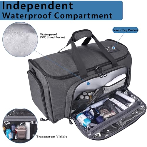 HILOMON Garment Duffle Bags for Travel, YKK Zippers Carry On Convertible Suit Bag with Waterproof Compartment & Shoe Compartment & Shoulder Strap - color: Waterproof Compartment