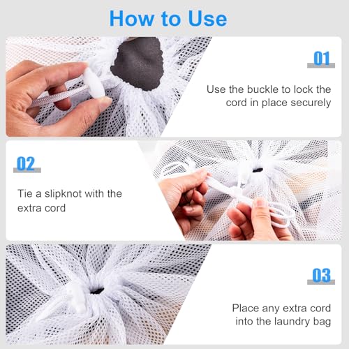 2 Pack Large Mesh Laundry Bags, 24" x 36" Heavy Duty Strong Drawstring Dirty Clothes Bags with Soft Breathable Net, Machine Washable Laundry Bag for College, Dorm, Camp, Travel and Family Use(White) - color: White