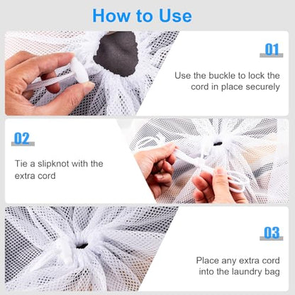 2 Pack Large Mesh Laundry Bags, 24" x 36" Heavy Duty Strong Drawstring Dirty Clothes Bags with Soft Breathable Net, Machine Washable Laundry Bag for College, Dorm, Camp, Travel and Family Use(White) - color: White