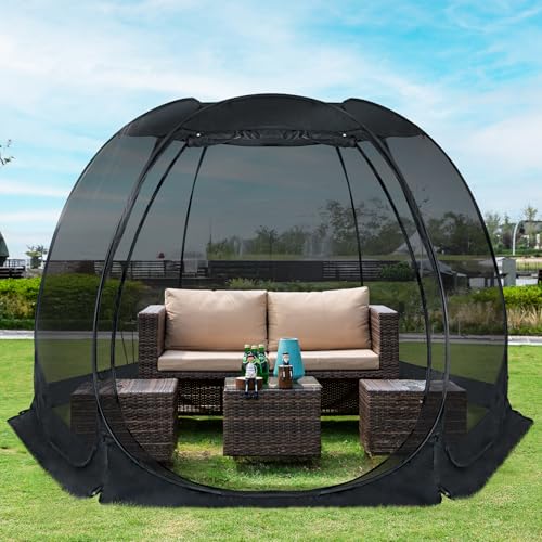Alvantor Pop Up Screen House Tent, Instant Outdoor Gazebo with Mosquito Netting & UPF 50+ Sun Protection, Portable Canopy Shelter for Patio, Backyard, Camping (2-10 Person) - color: Black, size: 12'x12'