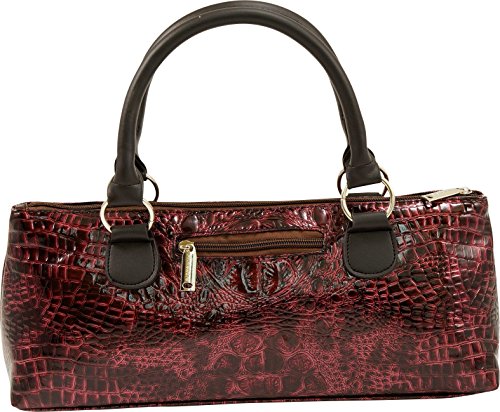 Primeware Wine Clutch Bag (Thermal Insulated) Trendy Women’s Carry Tote | Holds Red & White 750mL Bottles | Trendy Fashion | Incl. Portable Waiter-Style Corkscrew - color: Burgundy Croc