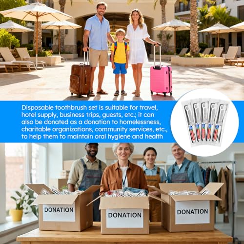 Travel Toothbrushes with Toothpaste, Disposable Toothbrushes, Hygiene Kits in Bulk with Floss Picks, Combs, Individually Packaged, Suitable for Home, Travel, and Hotels (15-Pack)