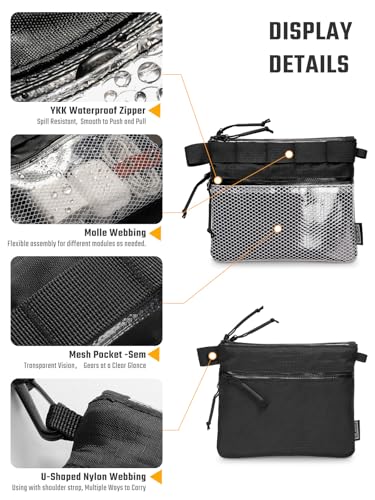 TACTICAL_GEEK EDC Modular Carry Pouch, Waterproof Nylon Organization, Multifunctional Utility Carry Pouch, Semi-Transparent Mesh Pouch for Storing Tools, Daily Necessities - size: Storage A15