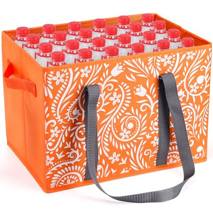 yarlung 4 Pack Reusable Grocery Bags, Collapsible Large Storage Box Bag with Reinforced Bottom and Handle, Heavy Duty Foldable Shopping Tote Bags for Groceries, Clothes, Toys Organizer