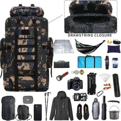 Hiking Backpack for Men 70L/100L Camping Backpack Military Rucksack Molle 3 Days Assault Pack for Climbing | Camping Backpack - color: 100l-bluemix