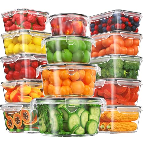 28 Pieces Food Storage Containers with Lids EXTRA LARGE Freezer Containers for Food BPA-Free Meat Fruit Vegetables Plastic Containers with lids Storage Airtight Leak-Proof Food Boxes for Kitchen - color: 14 pack