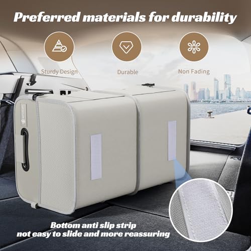 Sposuit Trunk Organizer for Car - 70L Collapsible Trunk Storage with 11 Pockets & Reinforced Handles, SUV Trunk Organizers for Grocery Cargo(White) - color: White, size: Large