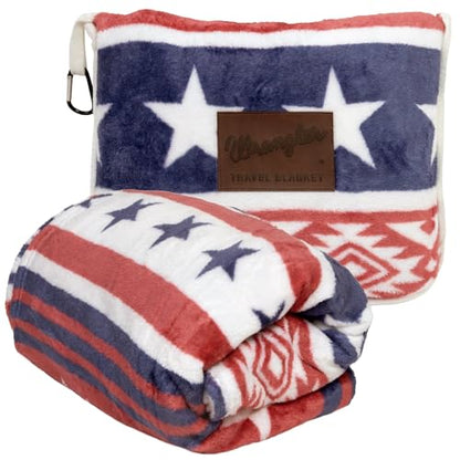 Carstens, Inc. Travel Blanket, Premium Compact 2-in-1 Airplane Blanket/Pillow, Wrangler Western Sky - color: Wrangler Western Sky