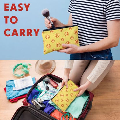 Eccliy 20 Pcs Softball Makeup Bags Bulk Sport Team Gifts Softball Cosmetic Bag Accessories for Women Toiletry Zipper Pouch Travel Canvas Gifts Stuff for Party Team Players Lover - size: 8 x 5 Inch, style: Softball Themed