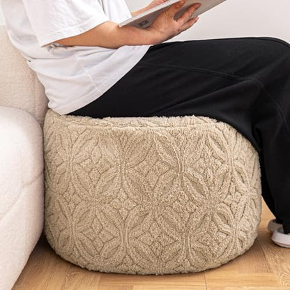 Plush Multi-Functional Ottoman Pouf – Ergonomic Ottoman Foot Rest with Space-Saving Design, Perfect Under Desks, Couches & Sofas (Light Coffee) - color: Light Coffee