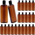 Domensi 24 Pcs Plastic Bottle Squeeze Containers with Disc Cap Travel Bottles Reusable Empty Toiletries Shampoo Containers Refillable Travel bottles for Shampoo Lotions (10oz,Brown) - color: Brown, size: 10oz
