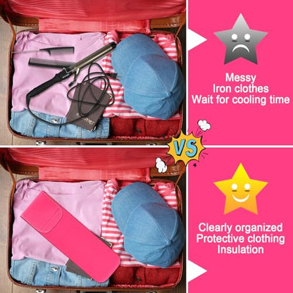 Shappy 2 Pcs Heat Resistant Hair Tools Bag Curling Iron Travel Case Cover Neoprene Flat Iron Holder Travel Case and Silicone Mat Pouch for Hot Hair Tools Storage Organizer(Solid Style) - style: Solid Style