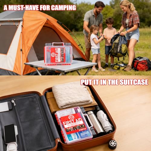 Gevoke Professional First Aid Kit - 310 Piece HardCase Medical Kit for Home, Car, Camping, Travel, Hiking, Truck, Office, Sports, Vehicle & Outdoor Emergencies - size: Large